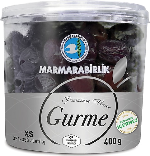 Marmarabirlik Gurme XS (321 - 350) 400 gr Siyah Zeytin