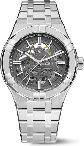 ♩マイケルジャクソン純銀メダル♩ Maurice Lacroix Aikon Automatic Skeleton ML-AI6008SS0023 Erkek Kol