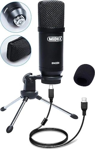 Midex BM-200 USB Cardioid Condenser Mikrofon Fiyatları