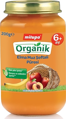 Milupa Organik Elma Muz Şeftali Kavanoz Maması 200 gr Fiyatları