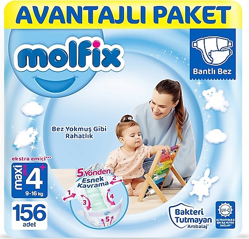 Molfix 4+ Numara Maxi Plus 156'lı Bebek Bezi