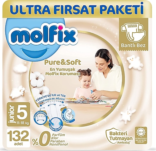 Molfix Pure&Soft 5 Numara Junior 132'li Bebek Bezi