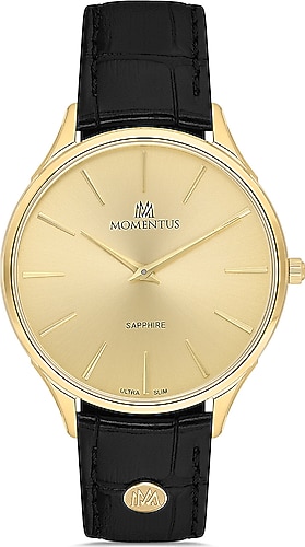 Momentus ClassicMaster EM349G-08BG Deri Kordon Siyah-Altın Erkek
