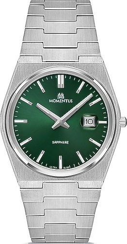 Momentus Elegance EM345S-25SS Çelik Kordon Gümüş-Yeşil Erkek Kol