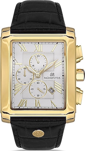 Momentus TimeMaster TM111G-02BG Deri Kordon Siyah-Altın Erkek Kol