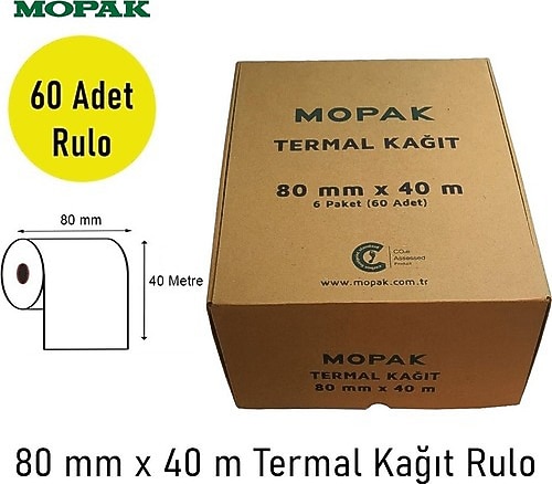 Mopak 80 mm x 40 mt 1 Koli 60'lı Termal Rulo Fiyatları, Özellikleri ve ...
