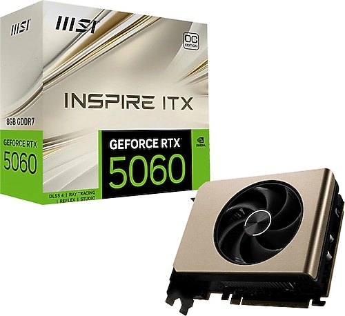 MSI RTX 5060 8G Inspire ITX OC G5060-8IIC 128 Bit GDDR7 8 GB Ekran