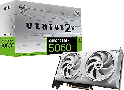 グラフィックボード・グラボ・ビデオカード MSI GeForce RTX 5060 Ti 16G VENTUS 2X OC MSI RTX 5060 TI 16G Ventus 2X OC White Plus G506T16V2CWP 128 Bit