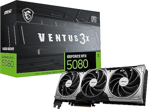 MSI GeForce RTX 5080 VENTUS 3X 本体 MSI RTX 5080 16G Ventus 3X OC G5080-16V3C 256 Bit GDDR7 16 GB