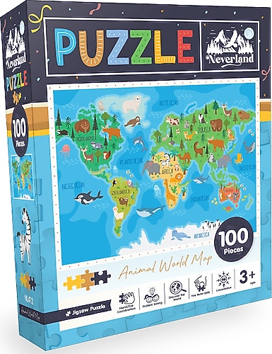 Neverland Hayvan Dünya Haritası 100 Parça Puzzle NL412 Fiyatları
