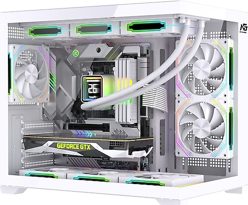 リガオス6箱 Next Gaming Orion Cube XL 6X ARGB Fanlı Beyaz Micro ATX Oyuncu