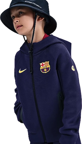 Nike FC Barcelona Tech Fleece HQ8024 Kapüşonlu Tam Fermuarlı Çocuk