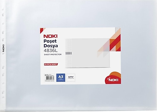 Noki 4836 A3 Yatay 25'li Poşet Dosya Fiyatları, Özellikleri ve