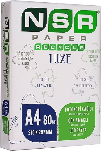 NSR Paper Recycle Luxe A4 80 gr 500 Yaprak Fotokopi Kağıdı