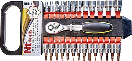 Nt Tools NCSET63 1/4'' 27 Parça Bits ve Altıköşe Lokma Takımı