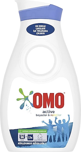 Omo Active Beyazlar ve Renkliler için Sıvı Deterjan 14 Yıkama 910 ml