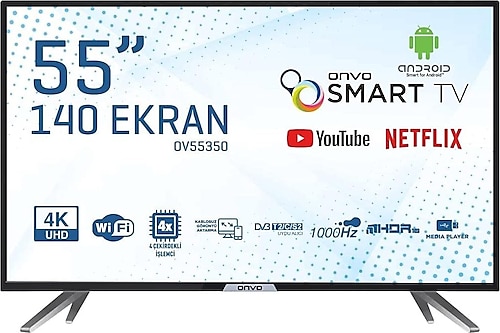 Onvo OV55350 4K Ultra HD 55" 140 Ekran Uydu Alıcılı Android Smart LED TV