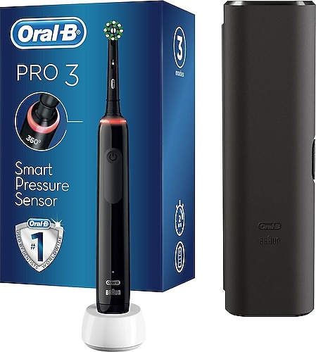 Oral-B Pro 3500 Elektrikli Siyah Diş Fırçası + Seyahat Kabı