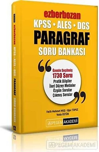 Pegem Akademi Yayıncılık 2024 Ezberbozan KPSS ALES DGS Paragraf Soru ...