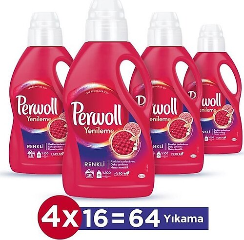 Perwoll Renk & Doku Renkliler için Sıvı Deterjan 16 Yıkama 1 lt 4'lü