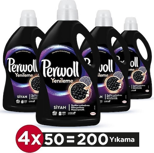 Perwoll Siyah & Doku Siyahlar için Sıvı Deterjan 50 Yıkama 3 lt 4'lü