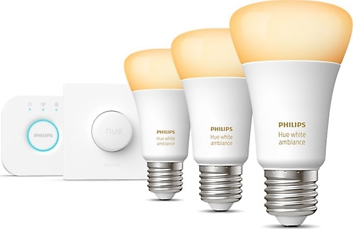Philips ブリッジ Hue + 個 3 フルカラー 電球 LED E26 キット: スターター Hue 3個セット LED電球 ホワイトアンビエンス Hue 蛍光灯・電球
