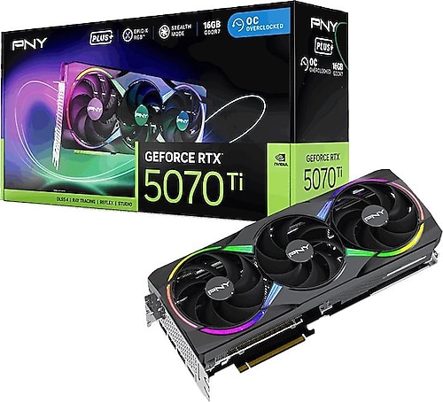 (新品未開封) PNY GeForce RTX 5070 Ti 16GB OC PNY GeForce RTX™ 5070Ti 16GB OC Triple Fan grafik kartı DLSS 4