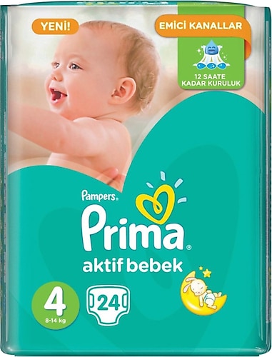 Prima Aktif Bebek 4 Numara Maxi 24'lü Bebek Bezi