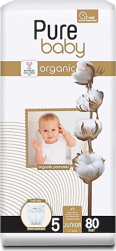 Pure Baby Organic 5 Numara Junior 80'li Bebek Bezi