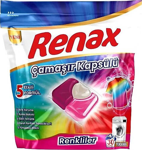 Renax 5 Faktör Renkliler için Kapsül Çamaşır Deterjanı 30'lu