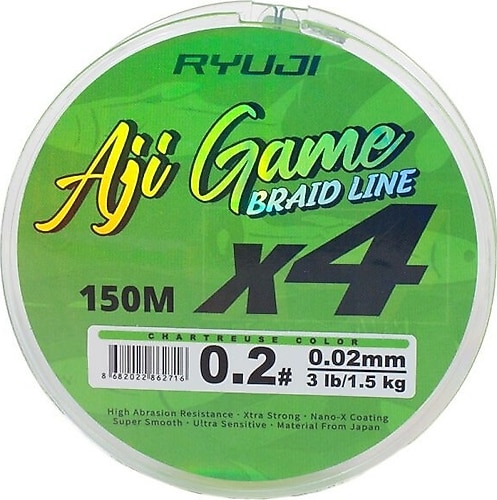 Ryuji Aji Game 4X 150 m 0.03 mm 2.5 kg Chartreuse İp Misina