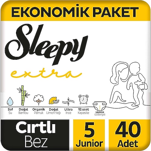 Sleepy Extra Günlük Aktivite 5 Numara Junior 40'lı Bebek Bezi