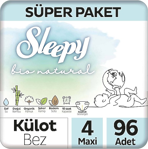 Sleepy Bio Natural 4 Numara Maxi 96'lı Külot Bez