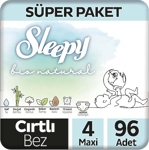 Sleepy Bio Natural 4 Numara Maxi 96'lı Bebek Bezi
