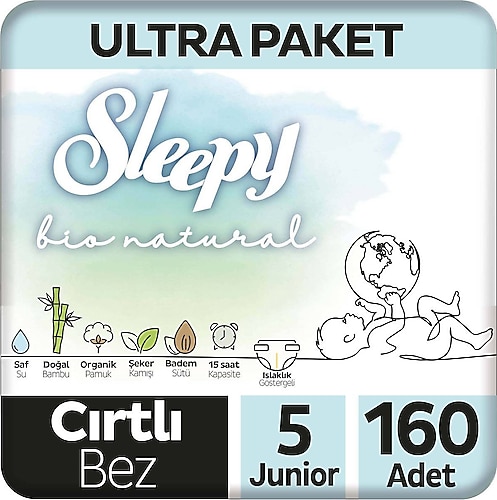 Sleepy Bio Natural 5 Numara Junior 160'lı Bebek Bezi