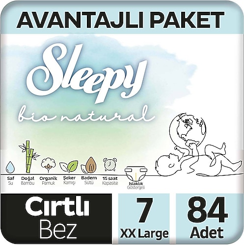 Sleepy Bio Natural 7 Numara XX Large 84'lü Bebek Bezi