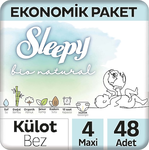 Sleepy Bio Natural 4 Numara Maxi 48'li Külot Bez