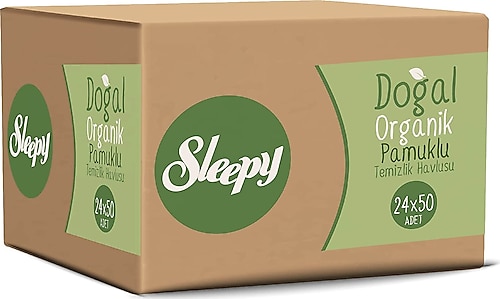 Sleepy Doğal Organik Pamuklu 50 Yaprak 24'lü Paket Islak Mendil