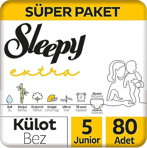 Sleepy Extra Günlük Aktivite 5 Numara Junior 80'li Külot Bez