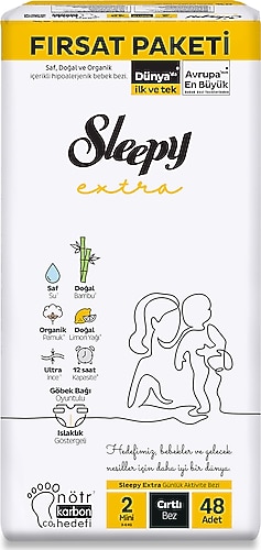 Sleepy Extra Günlük Aktivite 2 Numara Mini 48'li Bebek Bezi