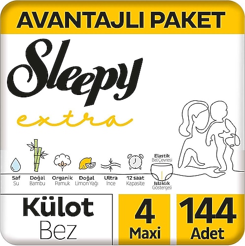 Sleepy Extra Günlük Aktivite 4 Numara Maxi 144'lü Külot Bez
