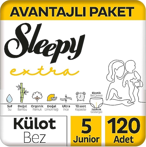Sleepy Extra Günlük Aktivite 5 Numara Junior 120'li Külot Bez