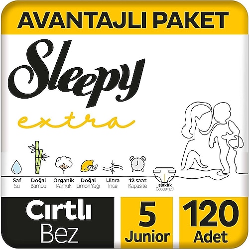 Sleepy Extra Günlük Aktivite 5 Numara Junior 120'li Bebek Bezi