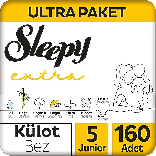 Sleepy Extra Günlük Aktivite 5 Numara Junior 160'lı Külot Bez