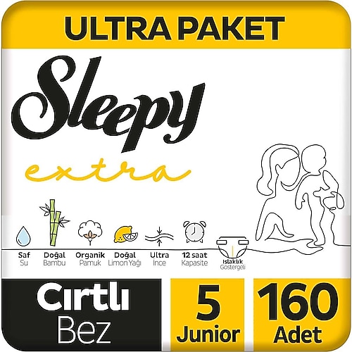 Sleepy Extra Günlük Aktivite 5 Numara Junior 160'lı Bebek Bezi