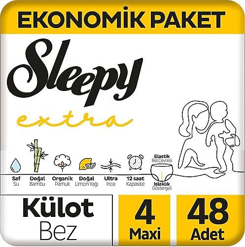 Sleepy Extra Günlük Aktivite 4 Numara Maxi 48'li Külot Bez