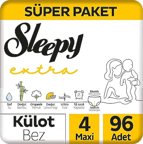 Sleepy Extra Günlük Aktivite 4 Numara Maxi 96'lı Külot Bez