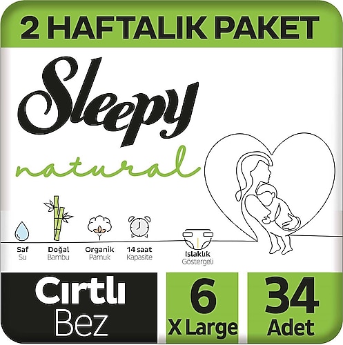 Sleepy Natural 6 Numara XLarge 34'lü Bebek Bezi