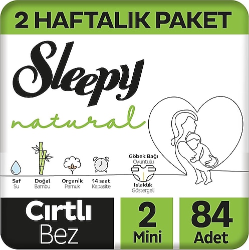 Sleepy Natural 2 Numara Mini 84'lü Bebek Bezi