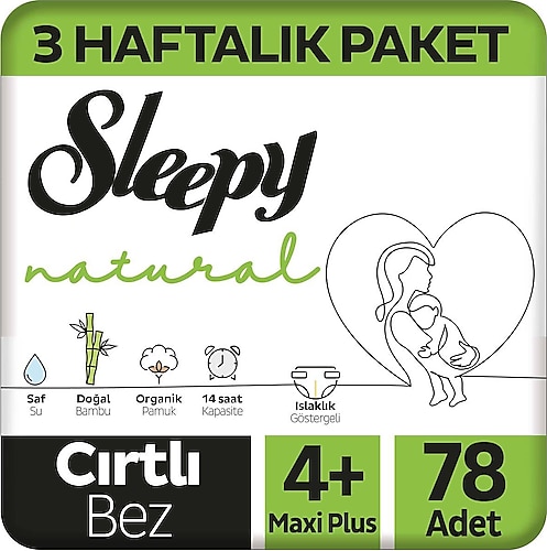 Sleepy Natural 4+ Numara Maxi Plus 78'li Bebek Bezi